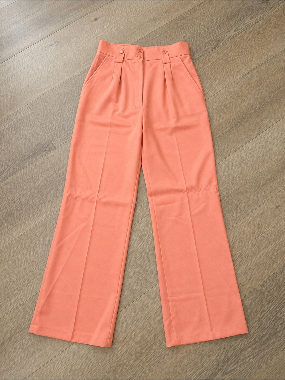 Vintage 1970s Polyester High Rise Peach Salmon Coral Pants Sz 14 or modern XS/S